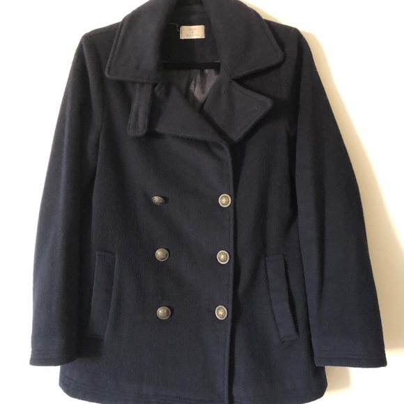 Navy wool pea coat pcoat peacoat jacket outwear - Picture 12 of 14